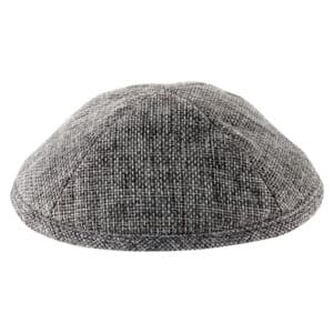 Linen Kippah 17cm- with Pin Spot- Dark Gray