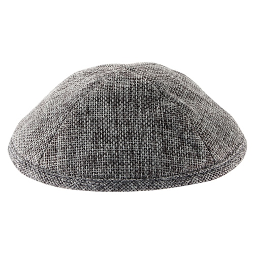 Linen Kippah 17cm- with Pin Spot- Dark Gray