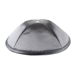 Satin Kippah Deluxe 19cm- with Pin Spot- Gray - Silver