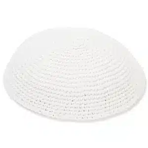 Knitted Kippah 15 cm- Plain White - 12 pcs