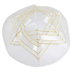 Satin Kippah 19 cm with Magen David - Gold