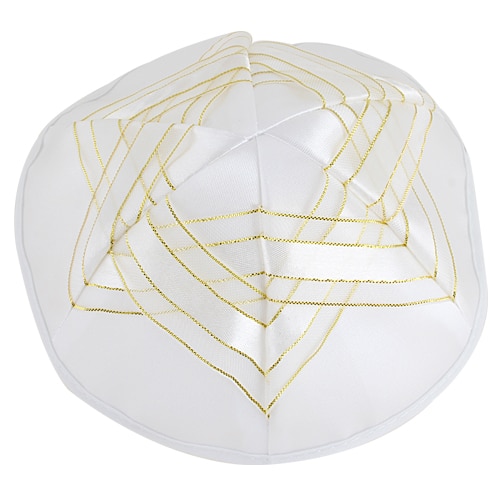 Satin Kippah 19 cm with Magen David - Gold