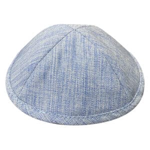 Elegant Fabric Kippah, 17 cm - White, Blue