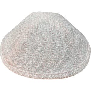 Elegant Fabric Kippah, 19 cm - White, Pink
