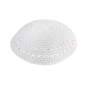 Knitted Kippah 15 cm- White