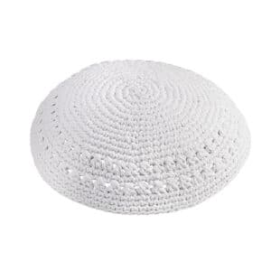 Knitted Kippah 17 cm- White