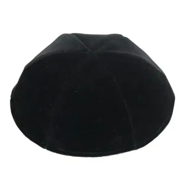 Velvet "Mofet" Kippah- Black, Size 3 19 cm- 6 Parts Without Rim