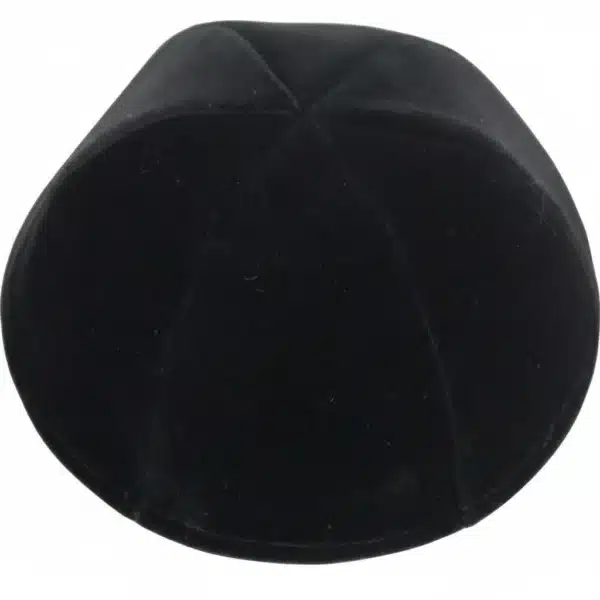 Velvet Plush Black Kippah 6 Parts, 24 cm Size 8 Without Rim