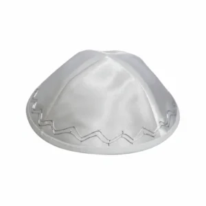 White Satin Kippah 20cm- Ornaments - with Embroidery
