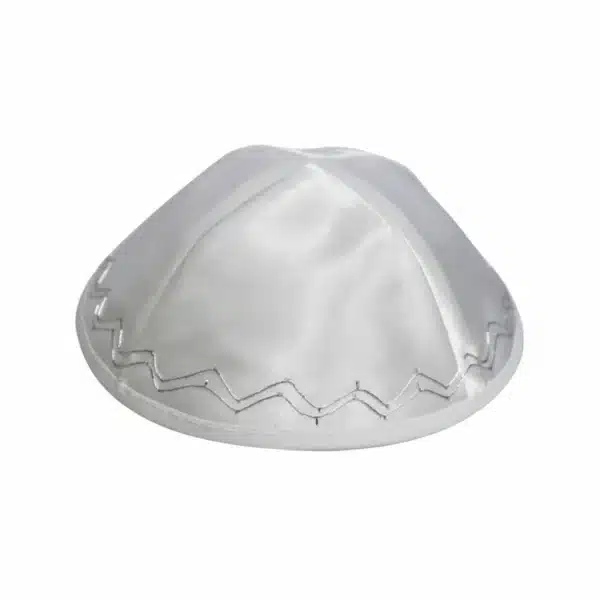 White Satin Kippah 20cm- Ornaments - with Embroidery