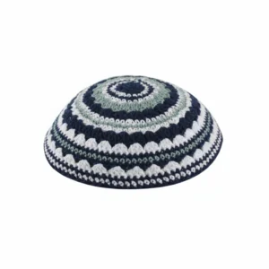 Knitted Kippah 20 cm- Blue-l. Green-white
