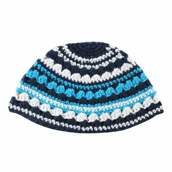 Frik Kippah 21 Cm-light Blue, Dark Blue and White Stripes