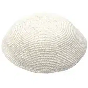 Knitted D.m.c Kippah 16 cm - White