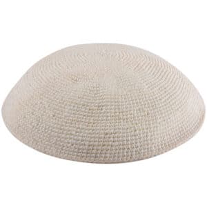 Knitted D.m.c Kippah 15cm - White