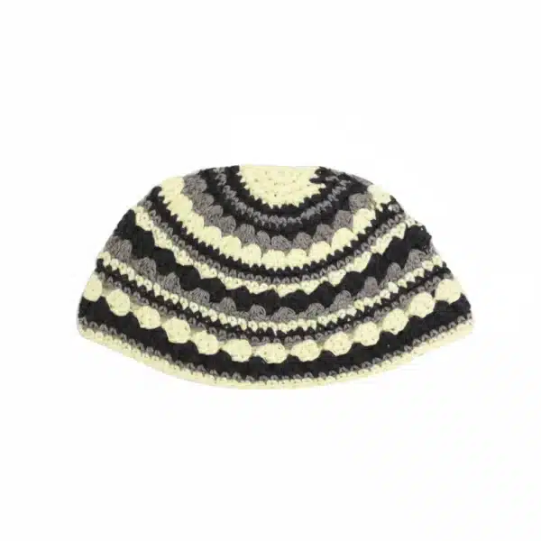 Frik Kippah 21cm- in Beige, Gray and Blue - Dark Blue