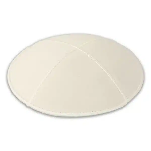 Leather Kippah 15 cm- Light Gray