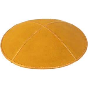 Leather Kippah 15 cm- Mustard Yellow