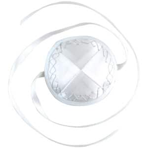 White Satin Baby Kippah 9 cm ++ Strings - Silver