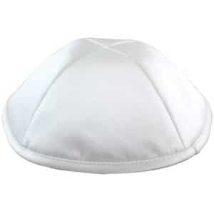 Satin Kippah Deluxe 20cm- with Pin Spot- White