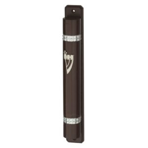 Mezuzah 12 cm Nut Color- Semi Round with Back - Brown
