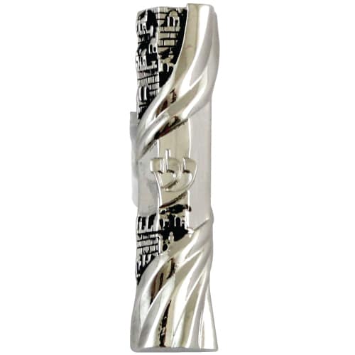 Nickel Mezuzah for Car 6cm-"jerusalem" Design