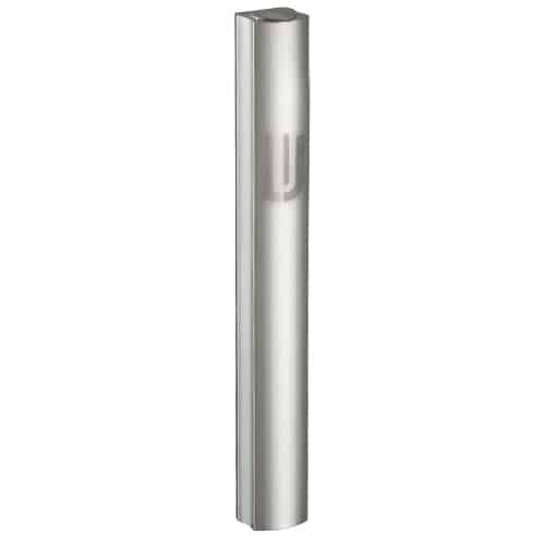 Aluminium Mezuzah 12 cm- Dotted Design in Matte Silver, with the Letter "Shin"