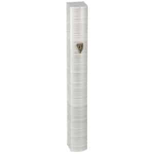 Aluminium Mezuzah 15cm 3d Painted- White Striped Design