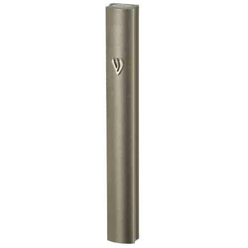 Aluminum Mezuzah with Metal Shin 12 cm- Champagne