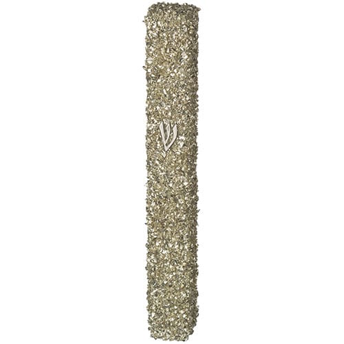 Glass Mezuzah with Stones 12 cm- Gray - Silver