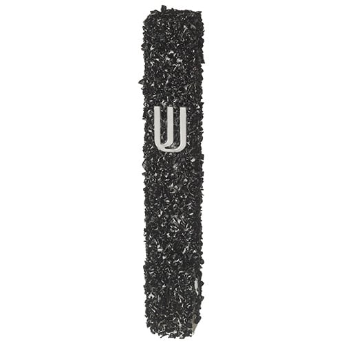 Glass Mezuzah with Stones 12 cm- Black
