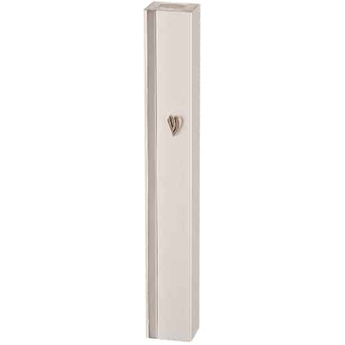 Aluminum Mezuzah 12 cm- Silver with Metal Shin & Silver Stripe - Matte