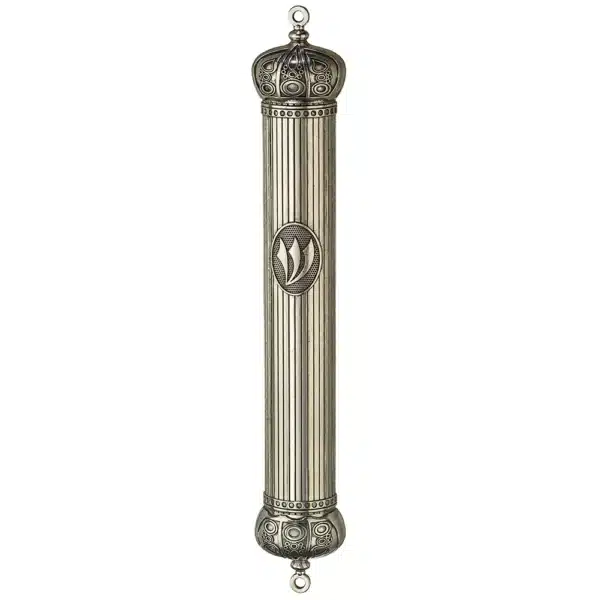 Metal Mezuzah 15 cm with Crown - Nickel