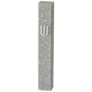 Lucite Mezuzah 12 cm - Glitter White - Silver