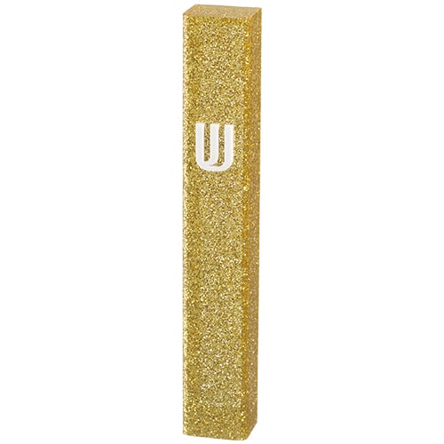 Lucite Mezuzah 12 cm - Glitter Gold