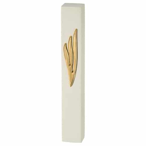 Concrete Polymer Mezuzah 12 cm, Stone - Like, White - Gold