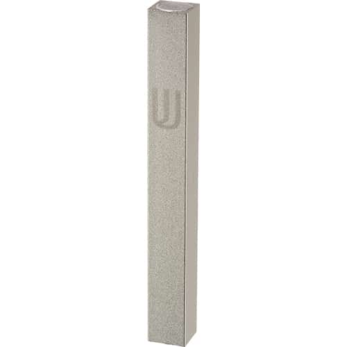 Aluminum Mezuzah 12 cm - Matte Silver, Printed "Shin"