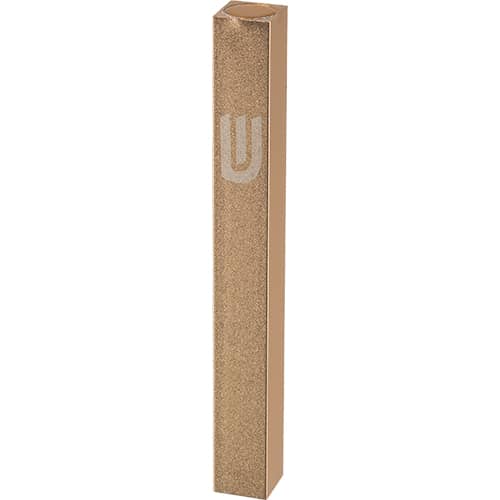 Aluminum Mezuzah 12 cm - Matte Gold, Printed "Shin"