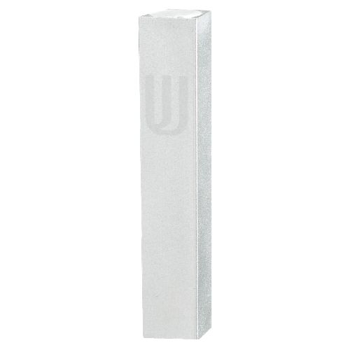 Aluminum Mezuzah 7 cm - Matte Silver, Printed "Shin"