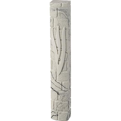 Stone-Like "Kotel" Mezuzah 25 cm- White Marble