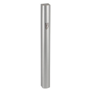 Aluminum Semi- Round Mezuzah 15cm- Matte Silver
