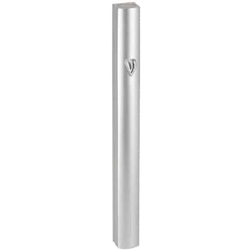 Aluminum Mezuzah 15cm-with Metal Silver Shin