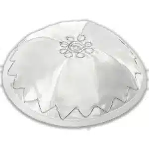 Satin Kippah 16 cm- White Diamond Shape