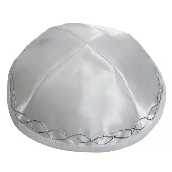 White Satin Kippah 19 cm- Ornaments