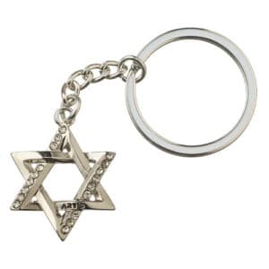 Nickel Magen David Keyholder with Stone Inlay