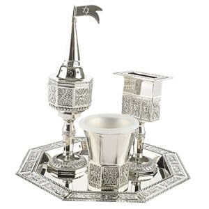Nickel Octagon Havdalah Set 4 pcs