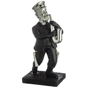 Polymer Kleizmer Playing Saxophone 17 cm - Silver, Black