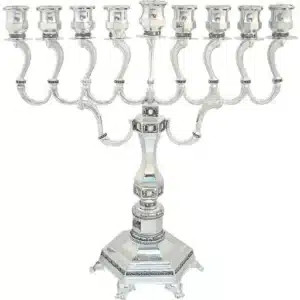 Elegant Silver Plated "Diamond" Menorah 36 cm