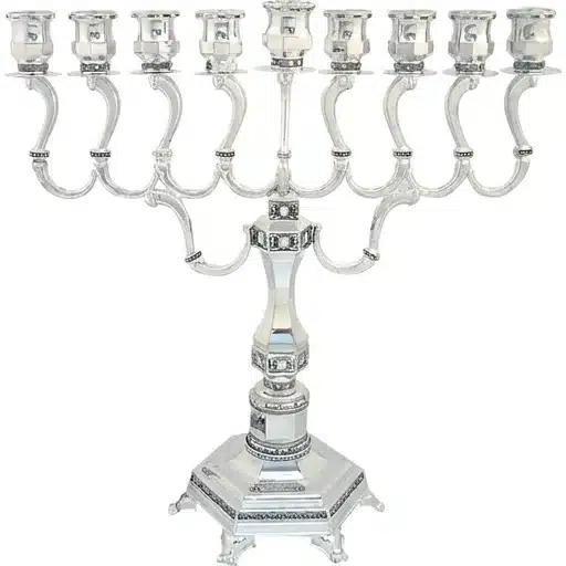 Elegant Silver Plated "Diamond" Menorah 36 cm