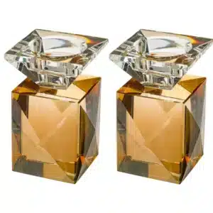 Pair of Crystal Elegant Candlesticks 9 cm - Gold