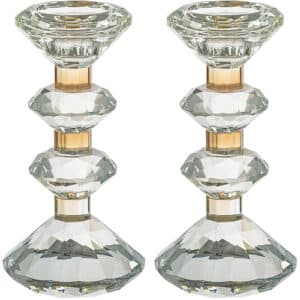 Pair of Crystal Elegant Candlesticks 15.5 cm